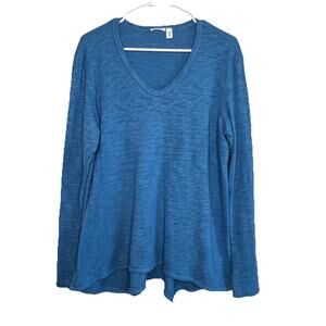 Wilt Shirt Womens Large Blue Long Sleeve Tunic 100% Cotton Made USA Casual Y18